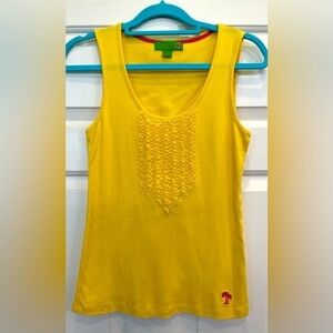 ☀️🌴Island Republic Ruffled Ribbed Stretch Yellow Tank Top Size Medium